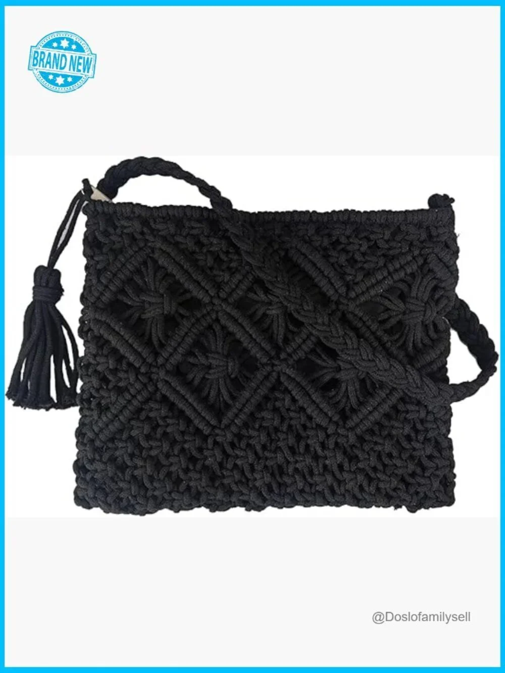 Boho Crochet Crossbody Bag Summer Beach Travel Clutch Handwoven Rectangle Purse
